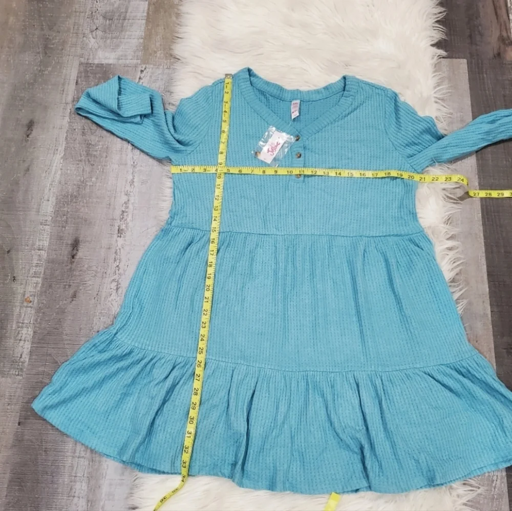 Justice bluesleeve tiered blue Long Sleeve dress